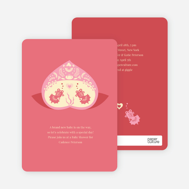 Fish in Love Baby Shower Invitation - Rosy Pink