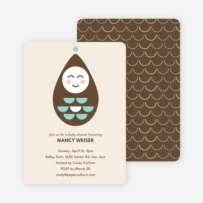 Modern Pea in the Pod Baby Shower Invitations - Brown