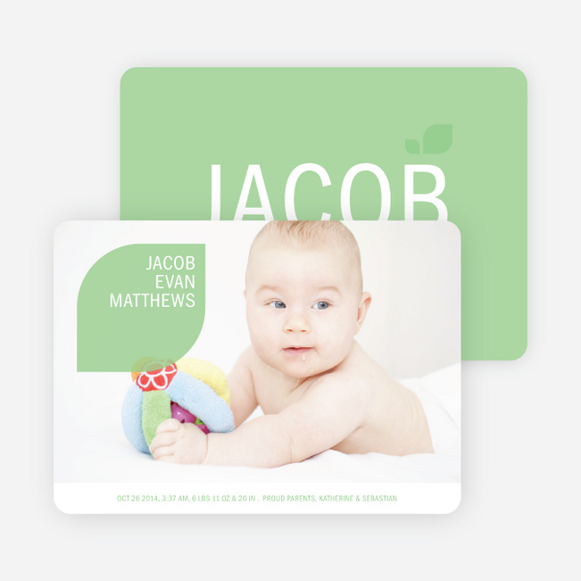 Simply Photos: Leaf Modern Baby Announcement - Baby Pink