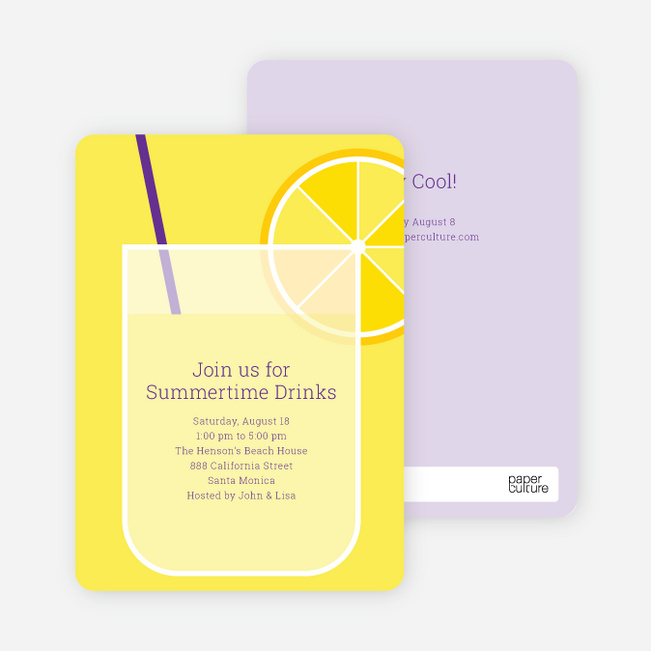 Lemonade Stand Party Invitations - Amethyst