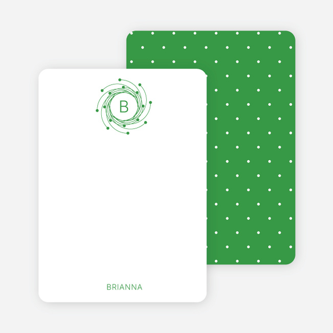 Personal Stationery for Peaceful Wreath and Dove Baby Announcement - Asparagus