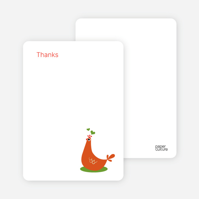 Thank You Card for Mother Pheasant Baby Shower Invitation - Persimmon