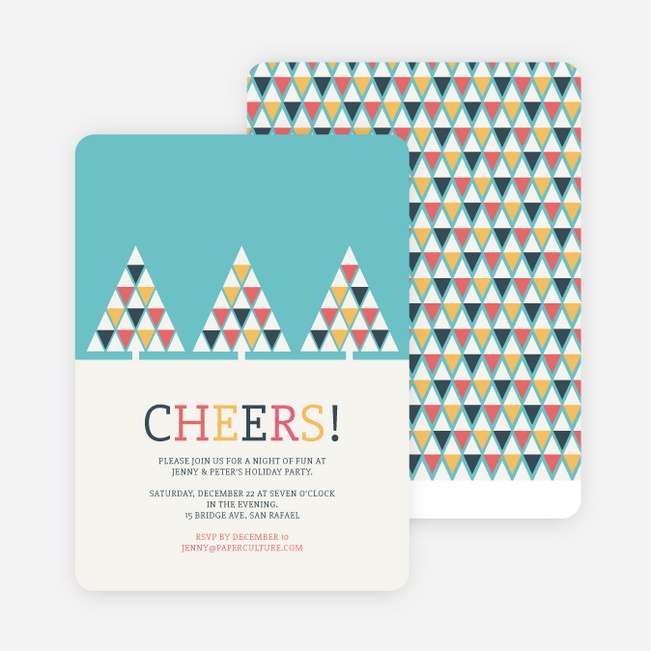Geometric Trees Christmas Cards - Blue
