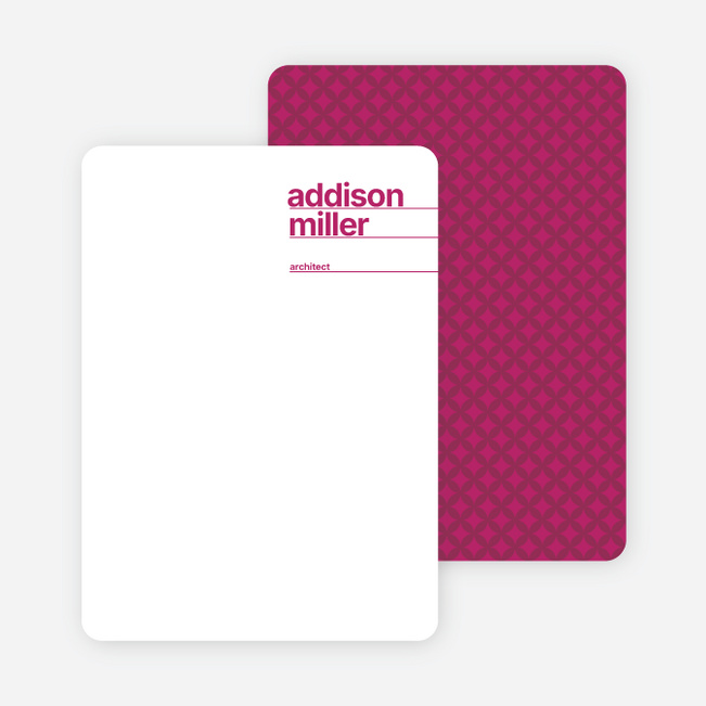Linear Name Cards Personal Stationery - Magenta