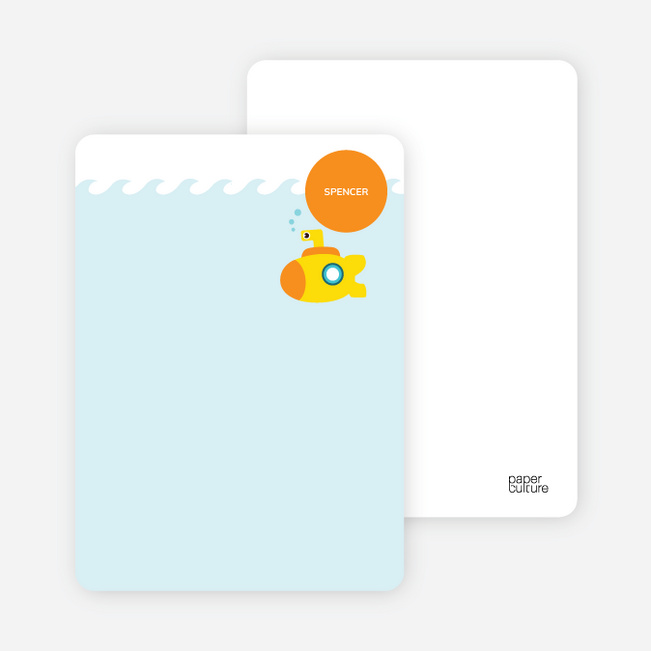 Note Cards: ‘3 in the Sea in the Yellow Submarine’ cards. - Light Blue