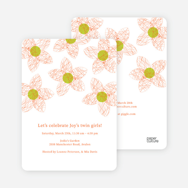 Twin Flowers Baby Shower Invitations - Cinnamon