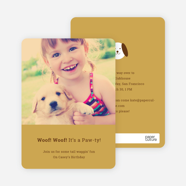 Kids Modern Birthday Invitations Featuring Skip the Dog - Sandal