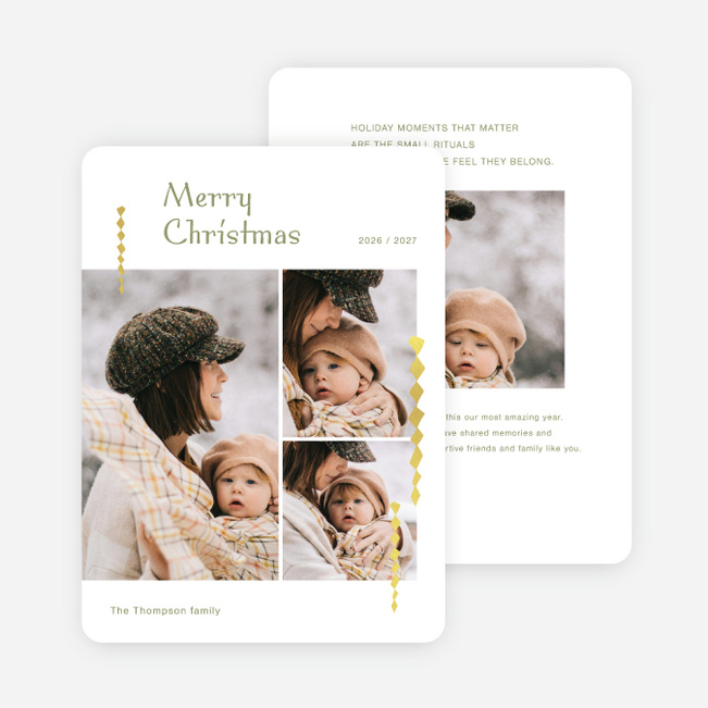 Foil Icicle Moments Christmas Cards - Yellow