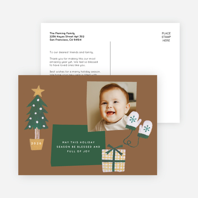 Little Painted Tree Christmas Cards - Multi