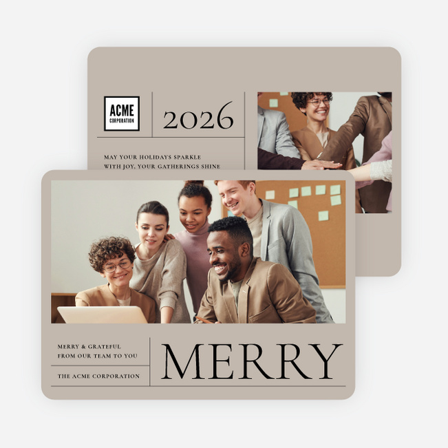 Cheerfully Arranged Corporate Holiday Cards & Corporate Christmas Cards - Beige