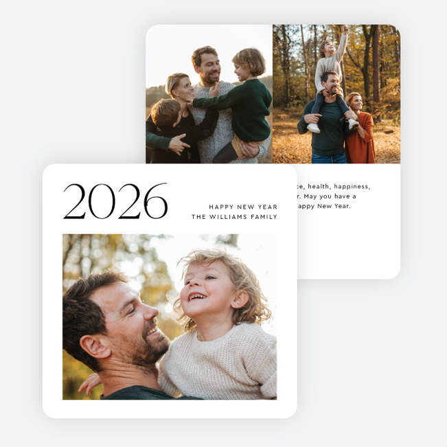 Masthead Greetings New Year Cards and Invitations - Black